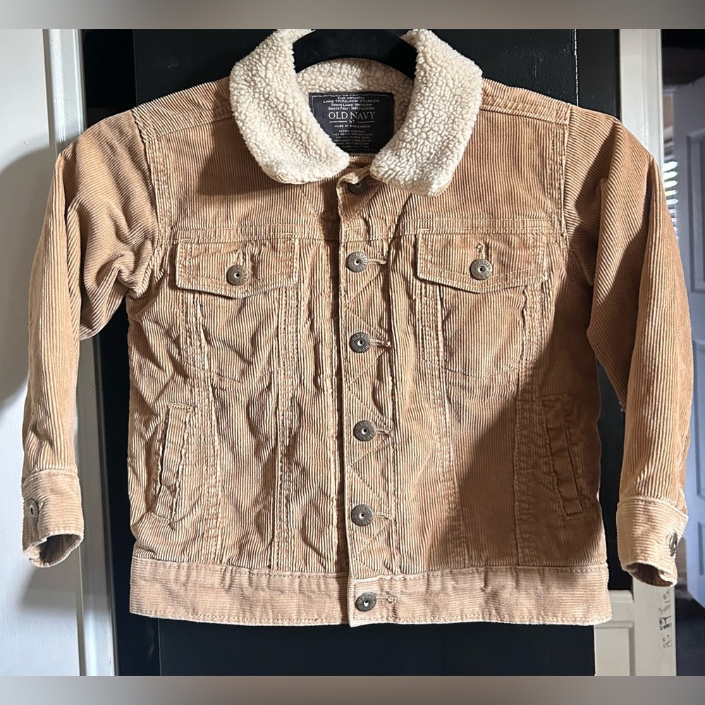 Old Navy Beige Corduroy Jacket with Sherpa Collar boys 4t